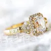 Anneaux De Mariage Rétro Femmes Carré Princesse Royale Élégant Dames Bague En Gros Joli Cadeau Saint Valentin Surprise Pour Femme