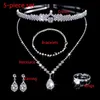 Wedding Jewelry Sets Ladies Fashion Hair Band Necklace Children's Birthday Party Earrings Bracelet Ring 5 Pieces Set Bridal Accessories 230801