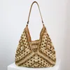 Evening Bags Hollow Woven Bag Handmade Straw Bags for Women Shoulder Bag Paper Rope Crochet Handbags Designer Beach Bags Travel Hobo Tote 230801