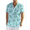 Camisas casuais masculinas de verão manga curta estrela do mar estampada Harajuku roupas masculinas oversized roupas bonitas para homens de rua tops