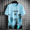 Mannen T-shirts Ijs Zijde Korte Mouw T-shirt Zomer Tops Tees Harajuku Afdrukken Losse Shirt Mannen Dieptepunt Top Kleding 2023 230802