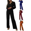 Women's Two Piece Pants V Neck Knitted Shirt Casual Straight Leg Jumpsuit For Wedding Womens Winter Tops Sexy Cocktail Dresses