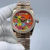 Orologio automatico di moda classica di design di lussoQuadrante multicolore da 36 mm Vetro zaffiro impermeabile caratteristica regalo di Natale