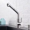 Robinets de cuisine Tout en laiton Pull-out Salle de bain Robinet Mélangeur de pont Réservoir d'eau froide Évier Mitigeur 1 trou Nickel brossé