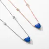 Pendentif Colliers Modian 925 Sterling Silver Eexquisite Blue Heart Opal Collier De Mode Or Rose Couleur Lien Chaîne Pour Les Femmes Fine Jewelry 230801