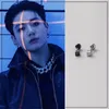 Stud Earrings 2023 Korean Wave JUNG-KOOK Same Stainless Steel Geometry Earstuds Punk Style Men's Jewelry Hip Hop Fashion Accessories Gift