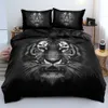 Bettwäsche-Sets Tiger Bettbezug Jungen Quilt Tier 3D Set Lebendig mit Kissenbezug Luxus Heimtextilien für Erwachsene King Size 230801