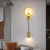Lampa ścienna złoto/ czarny/ kolory okrągły nowoczesny minimalistyczny salon nordycki projektant sypialni noc
