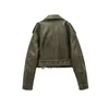 女性SジャケットRARF2023スタイル洗浄された革のジャケットベルトショートコートダウングレードジッパーとビンテージラペル230801