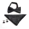 Bow Ties Men Paisley Pre-tied Tuxedo Tie Cufflinks Handkerchiefs Pocket Square Set BWTHZ0312