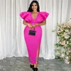 Plus Size Dresses Women Party V Neck Ruffle Elegant Female Fashion Evening Gowns Summer Casual 3xl 4xl 5xl 6xl