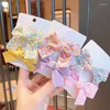 Hair Accessories 2 Pieces/Set Floral Bows Children Hairpin Kids Headdress Girls Printed Side Bangs Clip Fashion Clips Gift