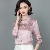 Damesblouses Overhemden Elegant gestreept satijnen zijden overhemd damesblouse mode gestreept overhemd met lange mouwen kantoor dames wit werkoverhemd vrouwelijk Feesttop J230802