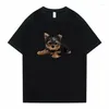 Camisetas masculinas fofas engraçadas Yorkie Pup camisetas gráficas de manga curta masculinas femininas justas de algodão macio tops de verão unissex casual camisa solta