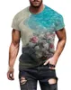 Camisetas masculinas impressão 3D lindas e camisetas femininas estampadas primavera verão romântico à beira-mar moda rua manga curta