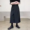 Pantaloni da uomo Causali Gamba larga Pantaloni dritti alla moda larghi Streetwear giapponese Culottes scure Lunghezza al polpaccio per uomo