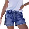 Aktiva shorts för kvinnor Sexig avslappnad stretchig denim Mid Rise Ripped Rolled Wide Ben Pants High midje Jag Cords