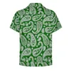 メンズカジュアルシャツグリーンペイズリーデザインルーズシャツ男性ビーチビンテージプリントハワイアングラフィックショートスリーブストリートウェア特大のブラッシュ