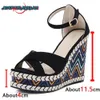 Zapatos De Vestir AOSPHIRAYLIAN 2023 Sandalias De Cuña De Paja Bohemia Para Mujer Alpargata De Ocio Negro Cómodo Caminar Plataforma De Verano Tacones Altos 230801