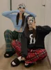 Women's Pants 2023 Korean Fashion Red Plaid Y2K Vintage Green Oversized Wide Leg Checkered Trousers Harajuku Jogging Sweatpants