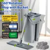 Mops Flat Flat Flat Flat Plat Mop и ковша для профессиональной системы очистки домашнего пола с промывающими микрофибсовыми прокладками для лиственных пород 230802