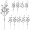 Dekorativa blommor 10 datorer Konstgjorda grenar Pine Wood Fake Berry Stem Glitter Filler Christmas Tree Decorations Foam Wreath