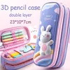 Sacs à crayons 2 couches étui 3D EVA Kawaii dessin animé grande capacité couverture étanche sac d'école fournitures papeterie boîte-cadeau 230802