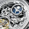 Relógios de pulso KINYUED Luxo Skeleton Tourbillon Dial Design Relógios masculinos Marca de topo à prova d'água Casual Relógio mecânico automático masculino