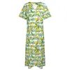 Robes de soirée robe de fleur de citron imprimé rayé mignon Maxi Street Wear décontracté Long été col en V personnalisé Vestidos grande taille