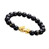 Strand Pi Yao Wealth Luck 10mm Black Hand Carved Mantra Bead Bracelet For Business Men Women