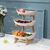 Conjuntos de louça 2/3 camadas sala de estar casa de plástico prato de frutas lanche criativo moderno cesta seca prato doce