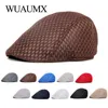 Stingy Brim Hats Wuaumx Breathable Mesh Beret Hat Men Women Solid Visor Net Duckbill Hat Blk Red Flat Cap Summer Herringbone Cap For Boys Girls J230802