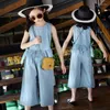 Kläderuppsättningar Solid Color Kids Outfits Girls Set Two Piece Summer Sleeveless Vest Pant Casual Clothes Baby Outfit L37