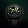 Orologi da polso AESOP Real Flywheel Tourbillon Orologi meccanici per uomo Sappire Luminous Skeleton Hollow Tonneau Orologio maschile Relogio Masculino