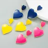 Rose Blue Yellow Drop Heart Earrings for Women Fashion Romantic Double Layered Love Heart Dangle Earrings Wedding Jewelry