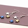 Brincos pendentes pingentes estrela para mulheres 10 mm pedra hematita natural longa borla pentagrama brincos presentes de natal joias a543