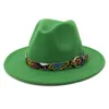 Szerokie brzegowe czapki wiadra sprzedaj zimę arrivel trawiaste zielone jezioro niebieskie wełniane poczuć fedorę kapelusz dla kobiet mężczyzn Jazz Panama 230801