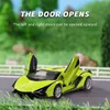 Car 136 Scale Green Alloy Sports Car Model Diecast Metal Back Wheel Drive Vehicle Super Racing Ornaments Toy Children Birthday Gift 230802