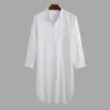 Ethnic Clothing Muslim Mens Robe Long Sleeve Casual Male Abaya Cotton Nightgown Knee-length Arabic Tunic Shirts Black Jubba Thobe White