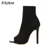 Boots Eilyken Style Peep Toe Ankle Stretch Women Fabric Out Breathable Booties Sexy Dance Pole Ladies Pumps Shoes 230801