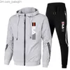 Erkeklerin Trailsuits Erkeklerin Trailsuit Zipper Hoodies Sweatpants Sonbahar Kış Kış Erkek Günlük Sıraslı Spor Ceketleri Jogging Suit T230802