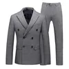 Trajes para hombre (chaqueta, chaleco, pantalones), marca Premium, traje Formal de negocios a cuadros, conjunto de tres piezas, vestido de novia gris para novio, talla masculina