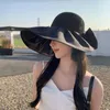 ワイドブリム帽子UV保護帽子スタイリッシュな女性の超軽量抵抗性太陽ソリッドカラーサマービーチレディース