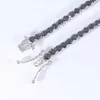 Colar de pulseira de tênis preto de 3 mm joias hiphop com corrente de tênis de prata pura 925 Vvs moissanite