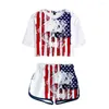 Agasalhos femininos EUA Bandeira americana Estrelas e listras Camiseta Shorts Conjuntos Meninas Sexy Club Outfits Conjunto de duas peças Feminino