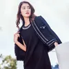 Giacche da donna Giacca di lana alla moda nera Colletto alla coreana da donna Cappotti in twill Slim Fit Tassel Short Tweed Woolen Coat Womens Elegant High