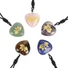 Pendentif Colliers Cristal Naturel En Forme De Coeur Sculpté Lotus Sanskrit Religieux Motif Auspicieux