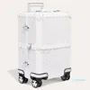 2023- Trolley Koffer Handbagage Rollende Koffer Canvas Leer Telescopisch Handvat Roestvrij Stalen Kofferbak Wielen 20 Inch