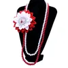 Choker College Community Gifts Silk Ribbon Corsage Flower Shoulder Red Fortitude Lady Detal Greek Pearl Necklace Jewelry