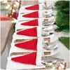 Party Hats 20Pcs Christmas Hat Decoration Tableware Holder Bag Fork Knife Cutlery Xmas Year Home Decor Ornament Drop Delivery Garden Dhbgq
